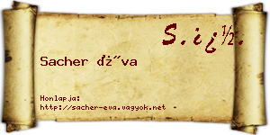 Sacher Éva névjegykártya